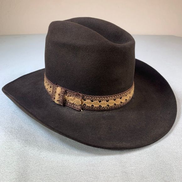 Vintage Stetson Mallory Western Cowboy Hat Dark Brown Pure Wool Men's Unisex M - Picture 6 of 11
